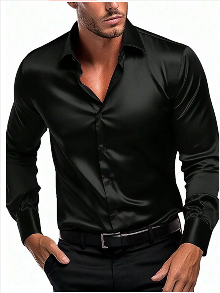Thomas | Luxury Satin Button-Up Shirt - Valereo