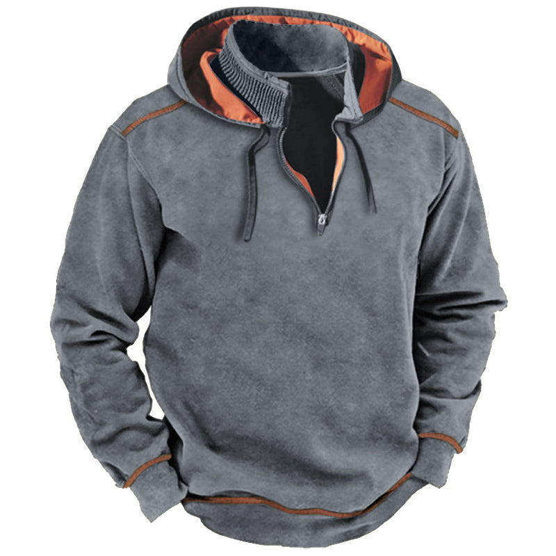 Thomas | Stylish Quarter-Zip Contrast Hoodie - Valereo