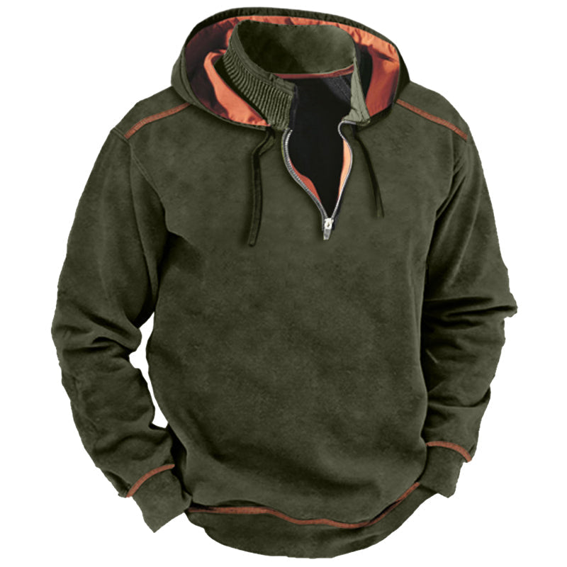 Thomas | Stylish Quarter-Zip Contrast Hoodie - Valereo