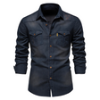 Men's Slim Fit Denim Shirt Chest Pockets