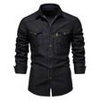 Men's Slim Fit Denim Shirt Chest Pockets