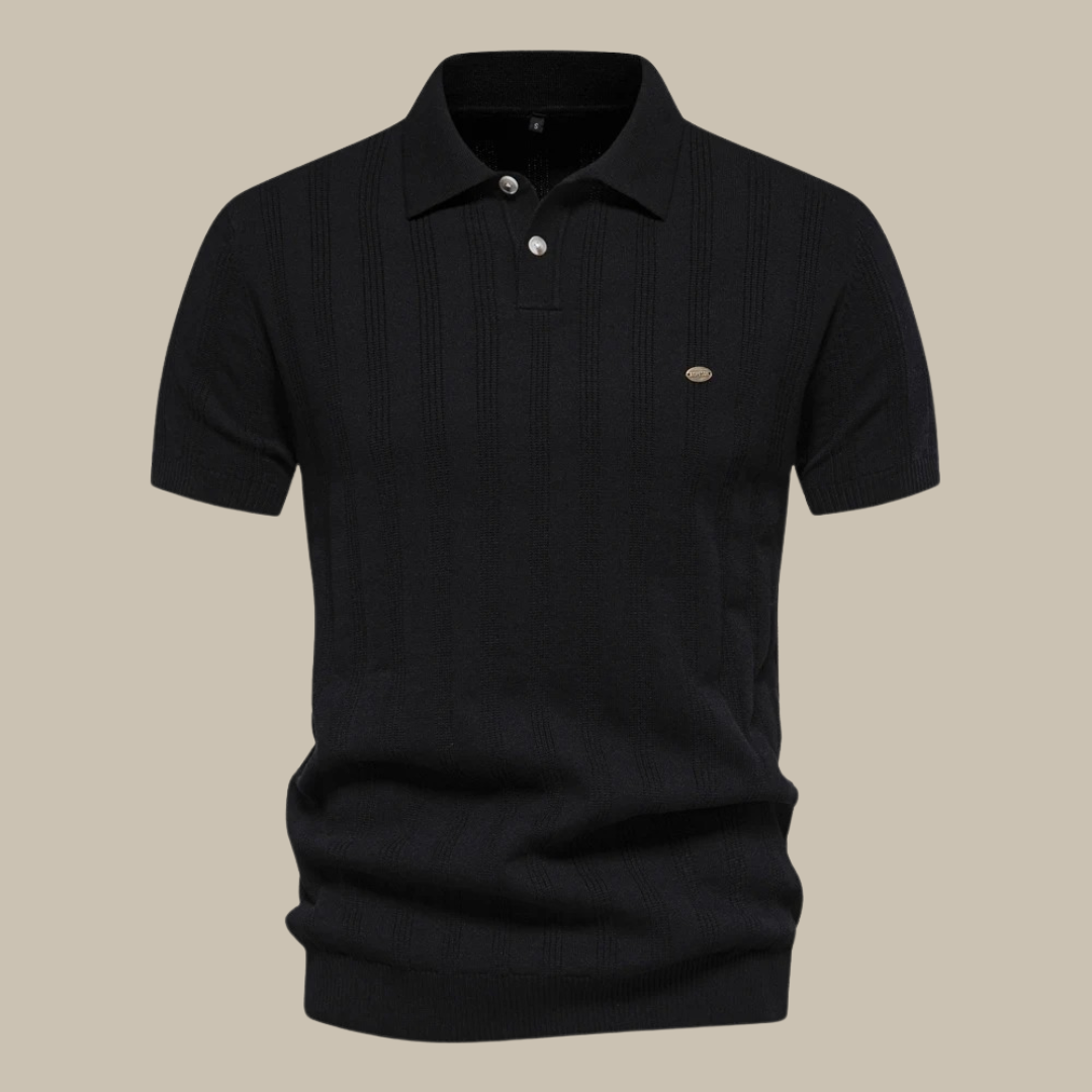 Vincent | Refined Ribbed Knit Polo Shirt - Valereo