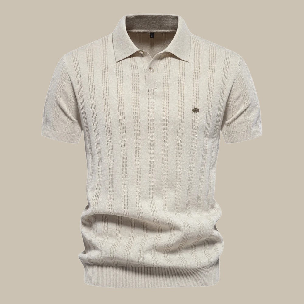 Vincent | Refined Ribbed Knit Polo Shirt - Valereo