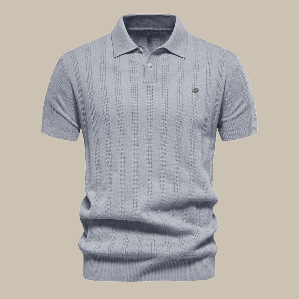 Vincent | Refined Ribbed Knit Polo Shirt - Valereo