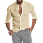 Vincent | Relaxed Linen Band-Collar Shirt - Valereo