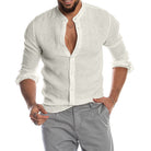Vincent | Relaxed Linen Band-Collar Shirt - Valereo