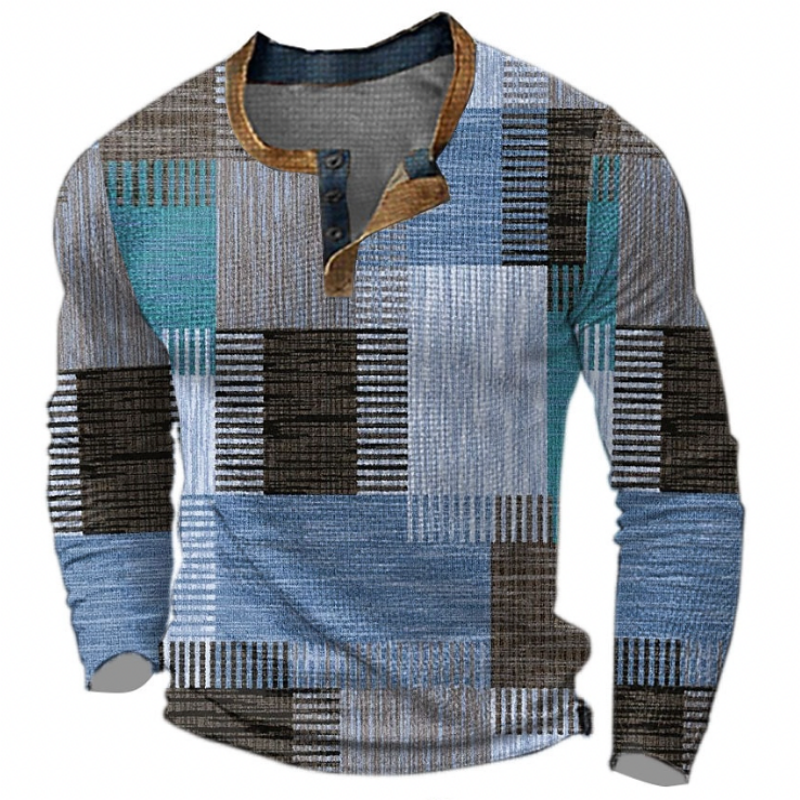 Vincent | Stylish Patchwork Henley Sweater - Valereo