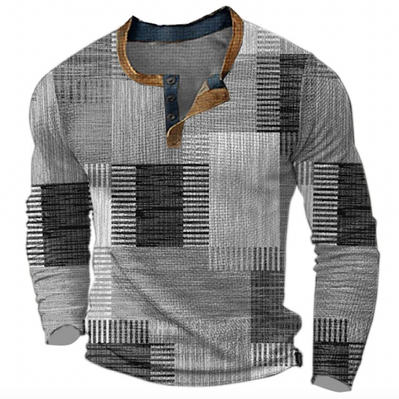Vincent | Stylish Patchwork Henley Sweater - Valereo