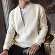 Men's Ribbed Knit Zip Cardigan Stand Collar
