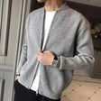 Men's Ribbed Knit Zip Cardigan Stand Collar